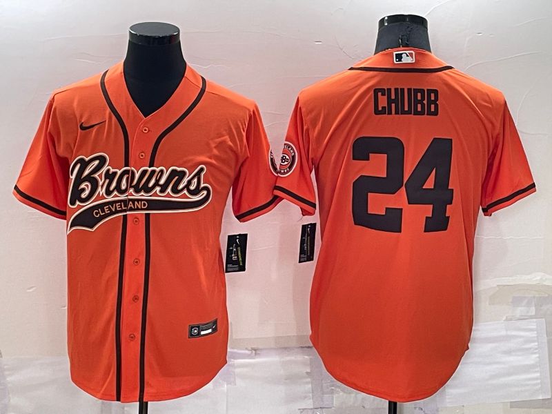 Men Cleveland Browns 24 Chubb Orange Nike Co branded Jersey
